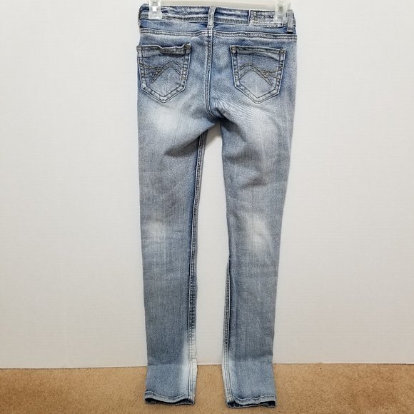 Vanilla Star jeans 0 distressed skinny denim beaded embellished bling grunge - Picture 2 of 16